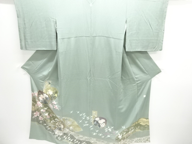四季草花模様刺繍色留袖(比翼付き)